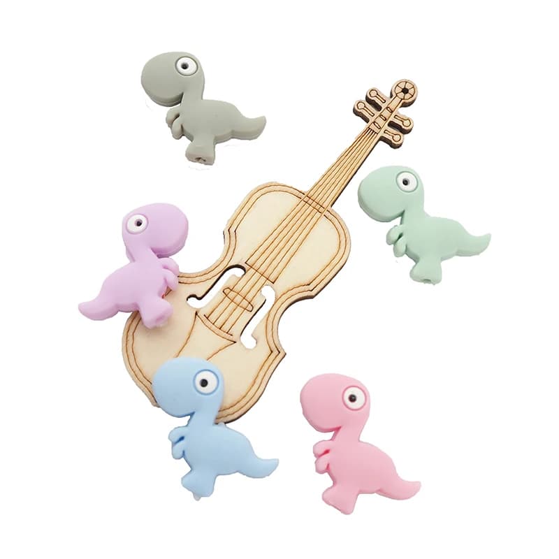 Chenkai 50 pezzi di perline focali in silicone con dinosauro per penne con perline, ciondoli in silicone per collane con penne che realizzano perline di caratteri in silicone