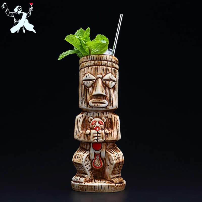 1 Pezzo Tazza Tiki Hawaii da 450ml, Bicchiere per Cocktail, Birra, Bevande, Vino, Tazza in Ceramica Ku.Ku.Kauioo, Accessori da Bar