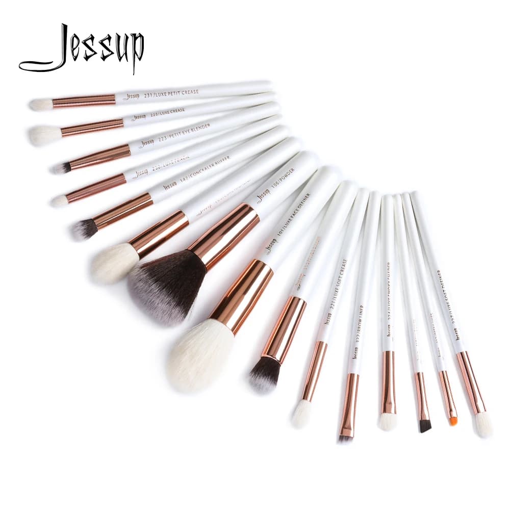 Jessup di Bellezza Spazzole di Trucco Kit 15pcs Naturale Dei Capelli di trasporto sintetico pinceau maquillage Mescolando Polvere di Linea Cosmetica Strumento T222