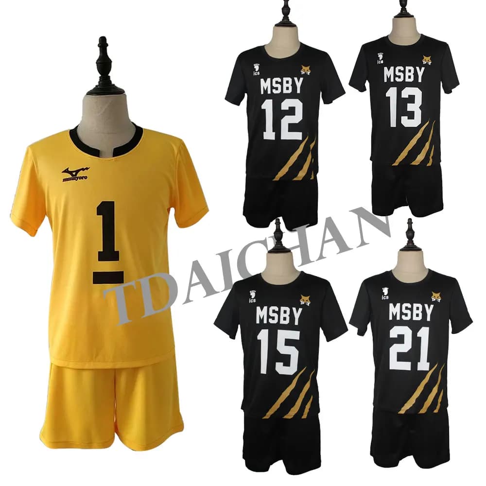 4pics Haikyuu Cosplay Costume MSBY Volleyball Club Karasuno High School Shoyo Hinata Kotaru Bokuto Sportswear Jerseys Uniform