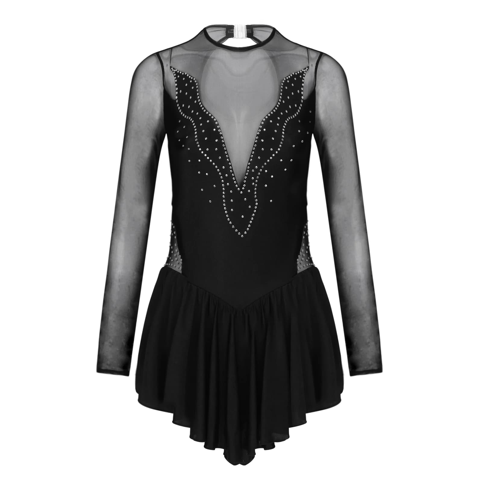 Espresso Tutu Balletto Danza Body Abito Donna Lirico Lucido Strass Elegante Abito da ballo per Pattinaggio di Figura Abbigliamento da Balletto