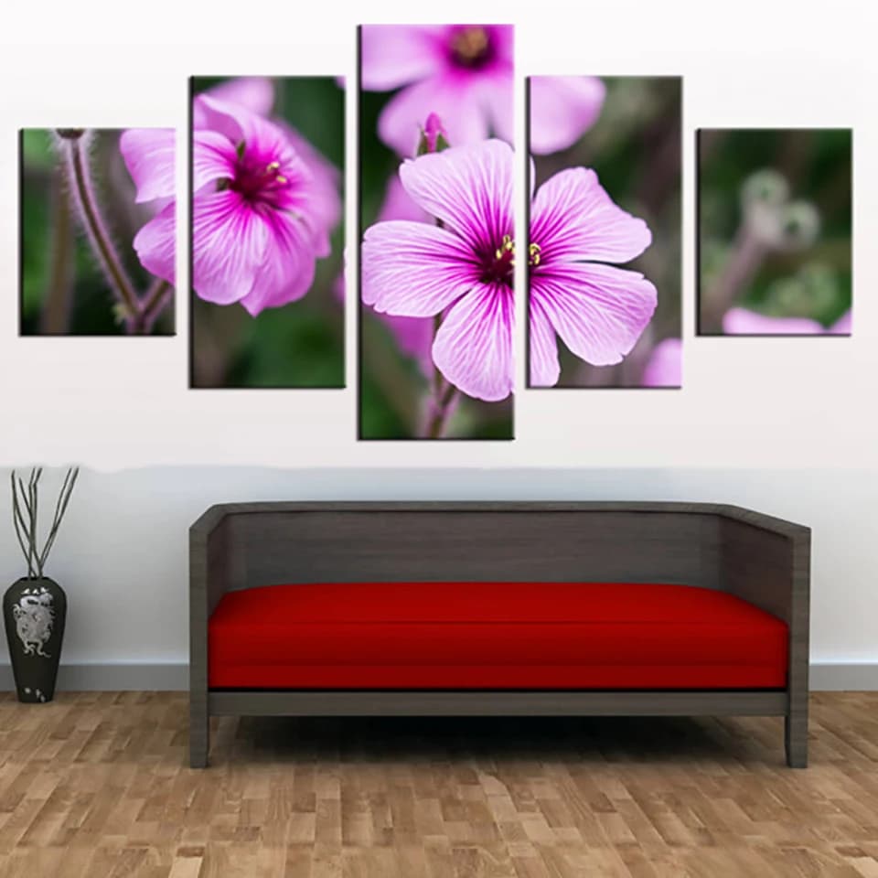 HD wall art prints home decoration 5 pieces of plant canvas painting modular flower living room artwork poster