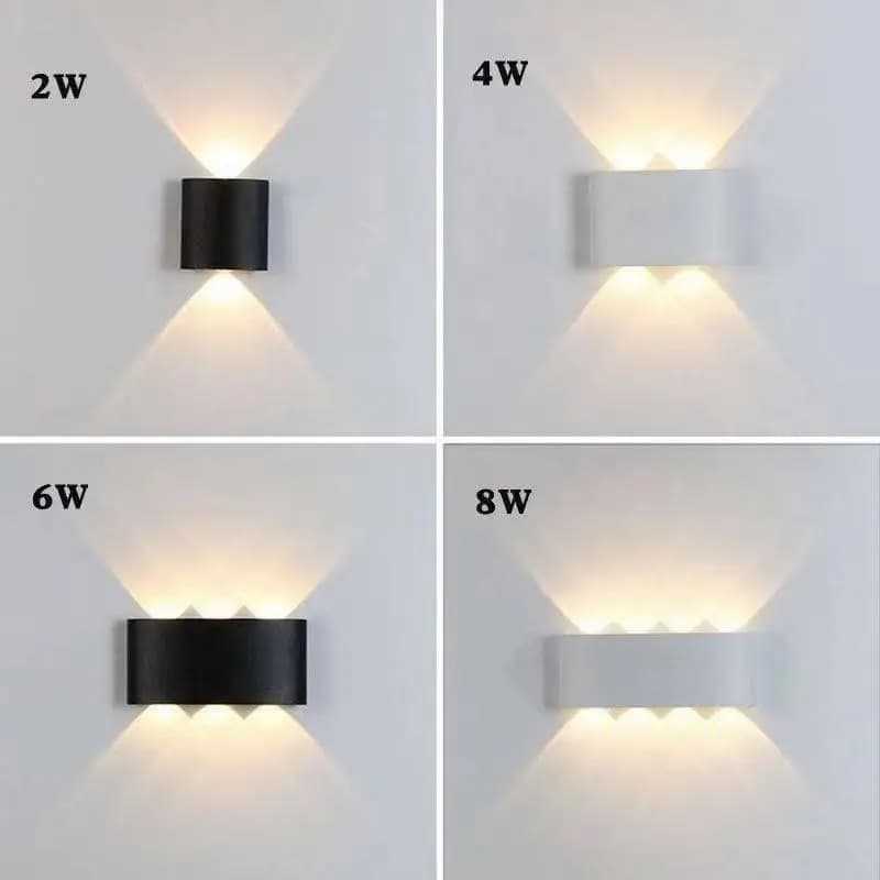 Lampada da parete a LED Lampada da parete a LED in alluminio per esterni per interni Ip65 Up Down Bianco Nero Moderna per scale domestiche Camera da letto Comodino Luce da bagno