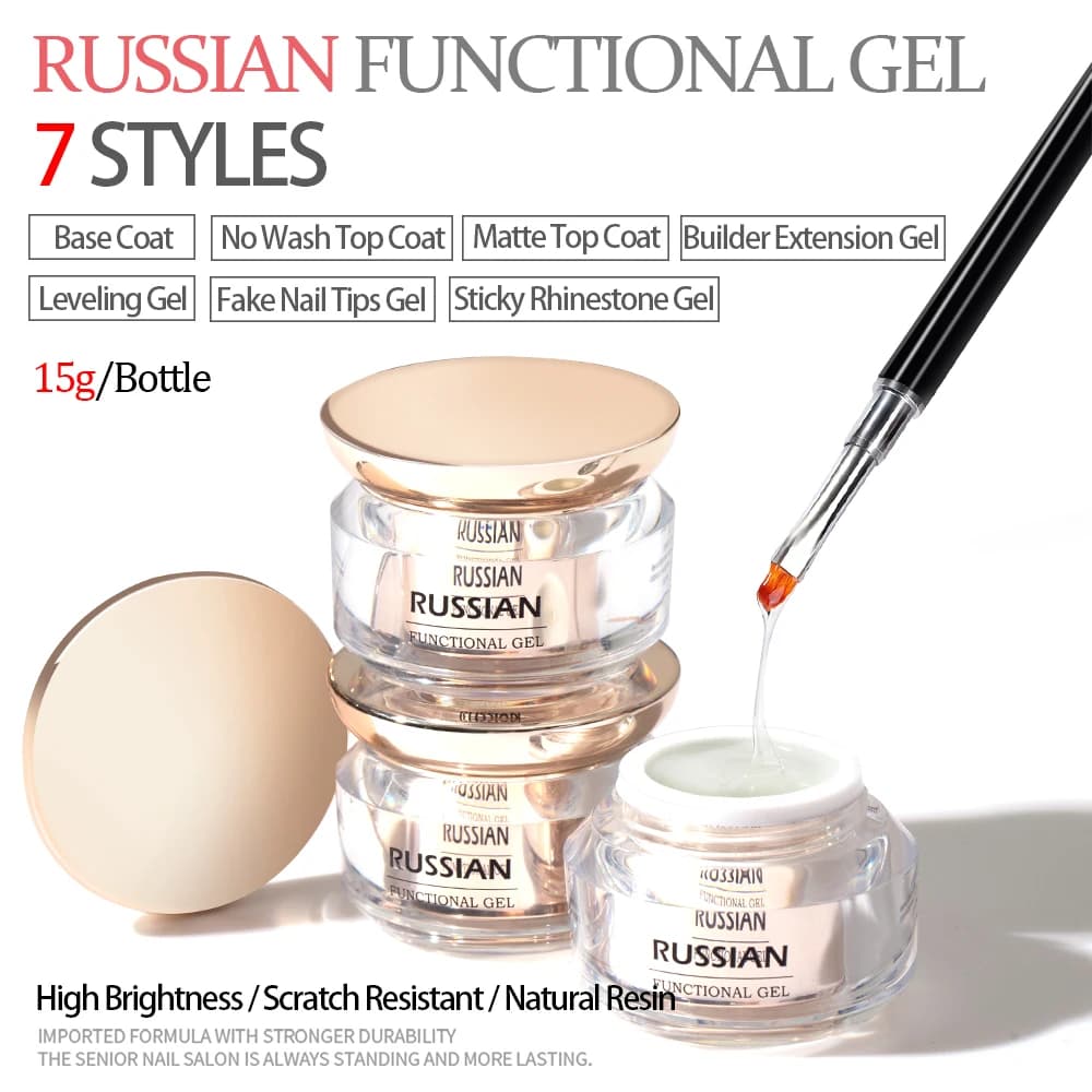 Vendeeni Gel di livellamento russo funzionale smalto per unghie Base Coat polvere antiaderente opaco Top Coat solido punta per unghie Gel rinforzato