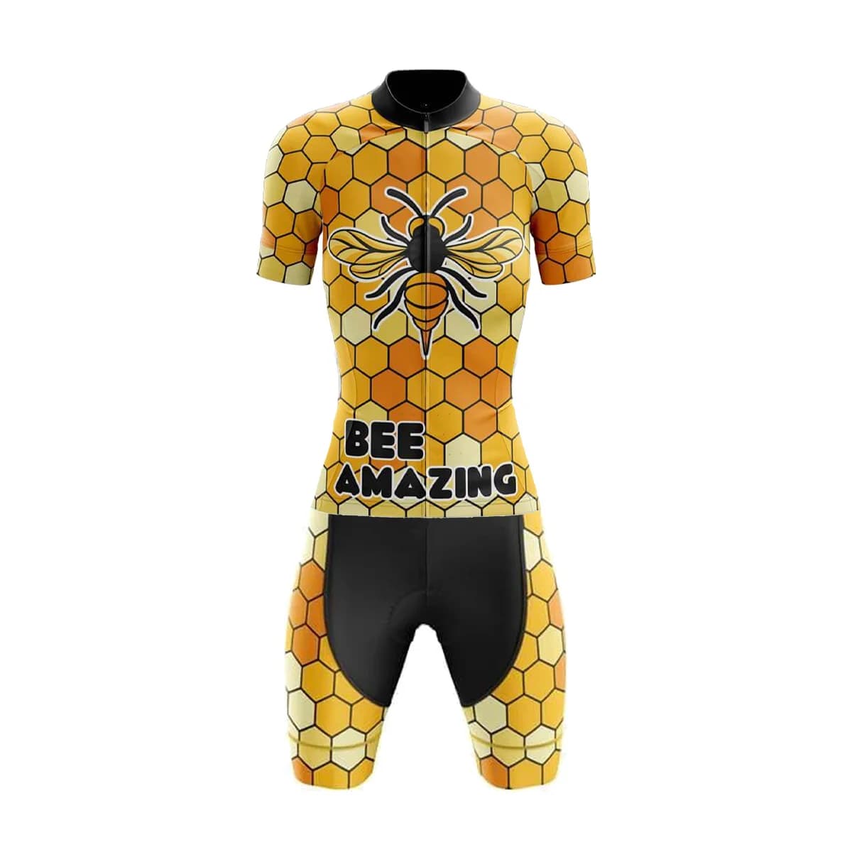 Bee Amazing Maglia da ciclismo da donna Set da uomo Pantaloncini con bretelle a maniche corte Gel traspirante Pad Roupas Femininas MTB