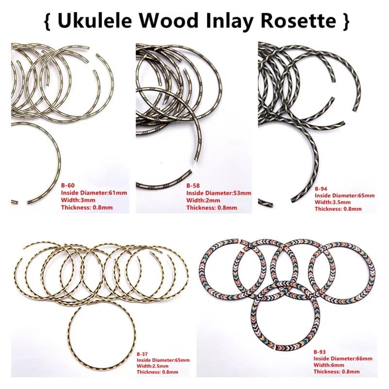 Rosetta in legno con intarsio in Ukulele da 10 pezzi, materiale buono al 100%, accessori per Ukulele fatti a mano e squisiti