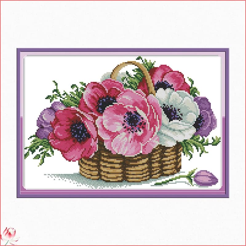 Joy Sunday Un cesto di fiori Kit punto croce Modello fai da te Ricamo 14CT 11CT Ricamo su tela Set da cucito Regalo fatto a mano
