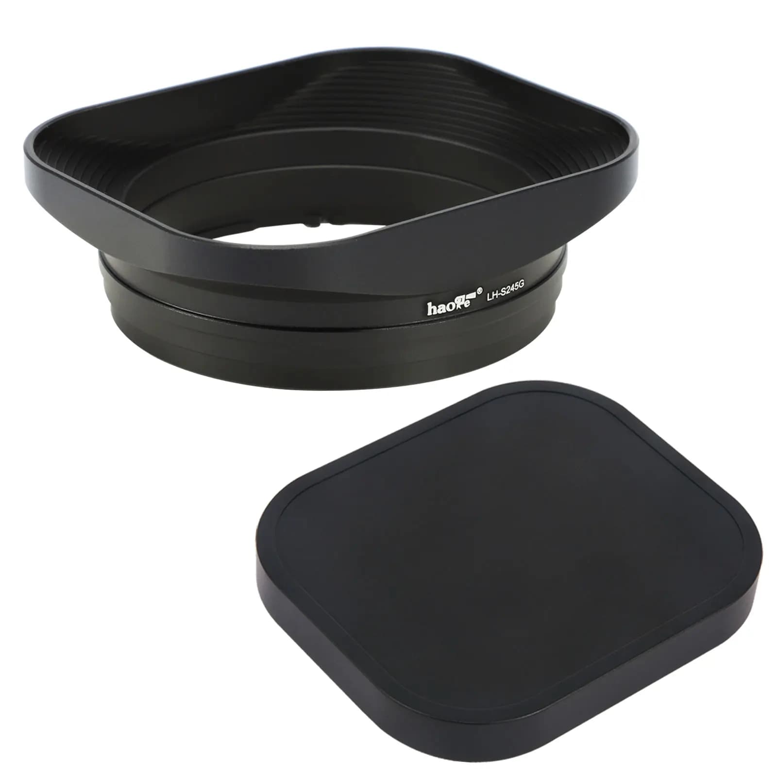 Paraluce quadrato a baionetta in metallo Haoge per Sony FE 40mm F2.5 G FE 50mm F2.5 G FE 24mm F2.8 G Paraluce con cappuccio su Sony A7CII/R