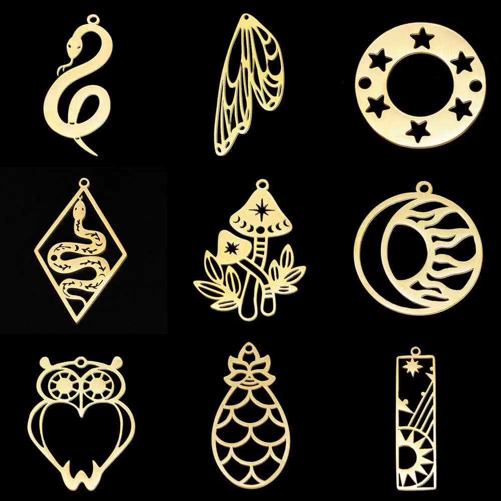10pcs/lot 316 Stainless Steel Geometric DIY Earring Charm Pendant Wholesale Jewelry Swallow Lunar Eclipse Butterfly Wings Sun