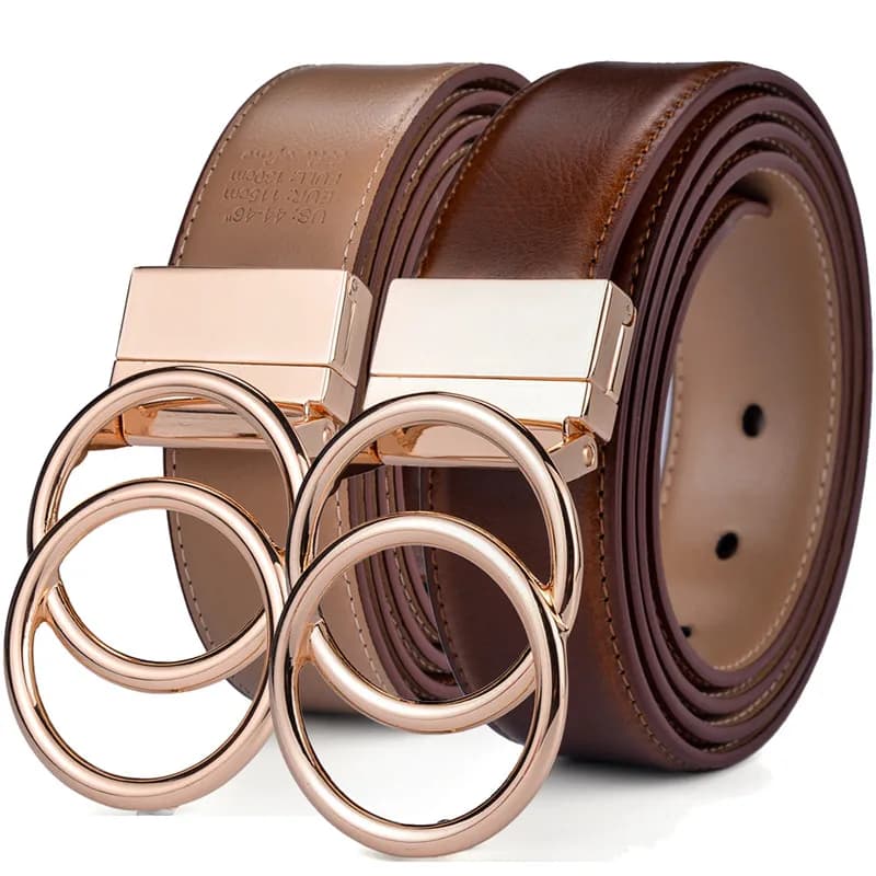 Cintura reversibile in pelle da donna Doppio O Ring Ruota fibbia Abito jeans a due lati in vita di Beltox Fine