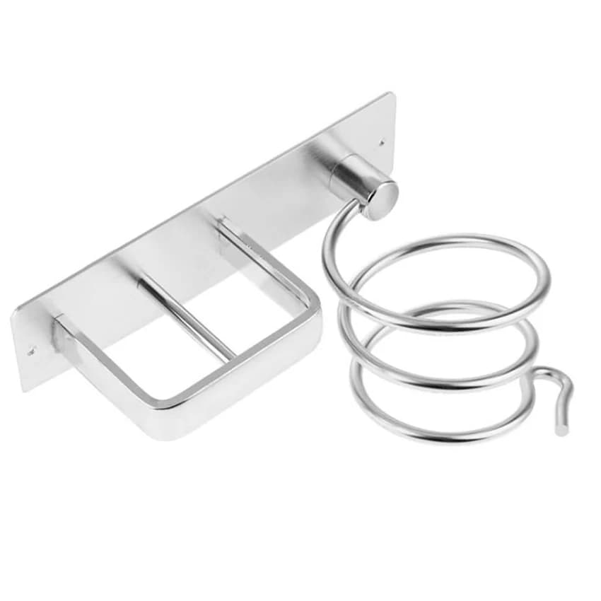 Staffa in alluminio solido per asciugacapelli semplice e pratico per uso domestico, 1 pezzo, argento/nero, mensola portaoggetti a parete per bagno del soggiorno