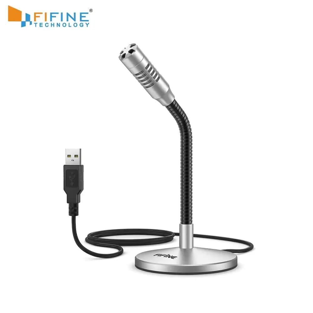 FIFINE Mini microfono USB a collo d'oca per Computer e Laptop Plug & Play ideale per conferenze, giochi, Streaming, voce fuori campo, Discord-K050S