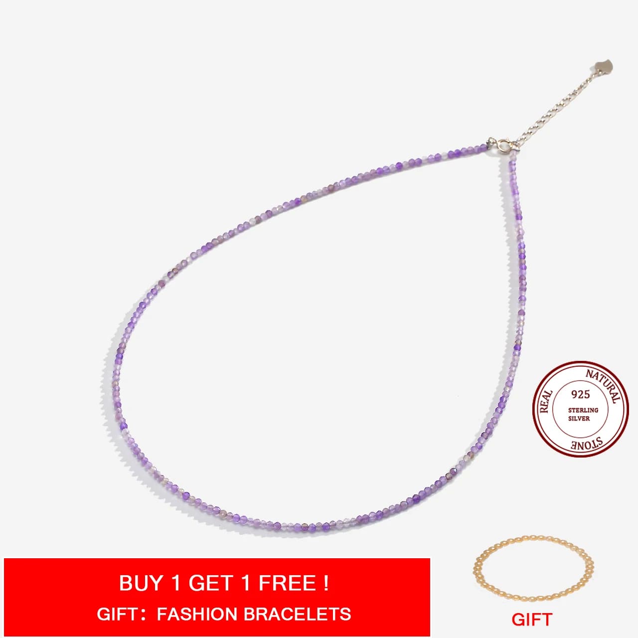 Natural Stone Necklace Spinello/Lapislazzuli/Amazonite/Ametico/Tormalina/Amethyst Ketting 2MM Silver Jewelry 925 for Collier Femme