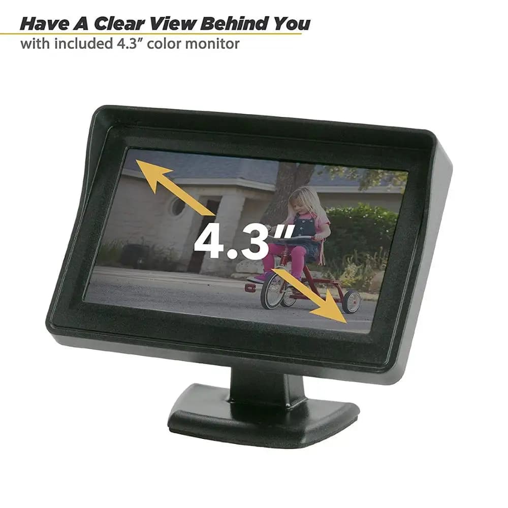 Schermo Monitor per retrovisione a colori per auto LCD TFT da 4.3 pollici per telecamera di retromarcia per parcheggio con staffa di supporto
