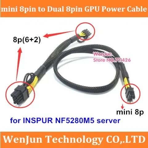 Cavo di alimentazione per scheda Video pci-e GPU da mini 8pin a doppio 8pin(6 + 2) per scheda grafica Server inspiur NF5280M5 5280M5 2080TI 3080