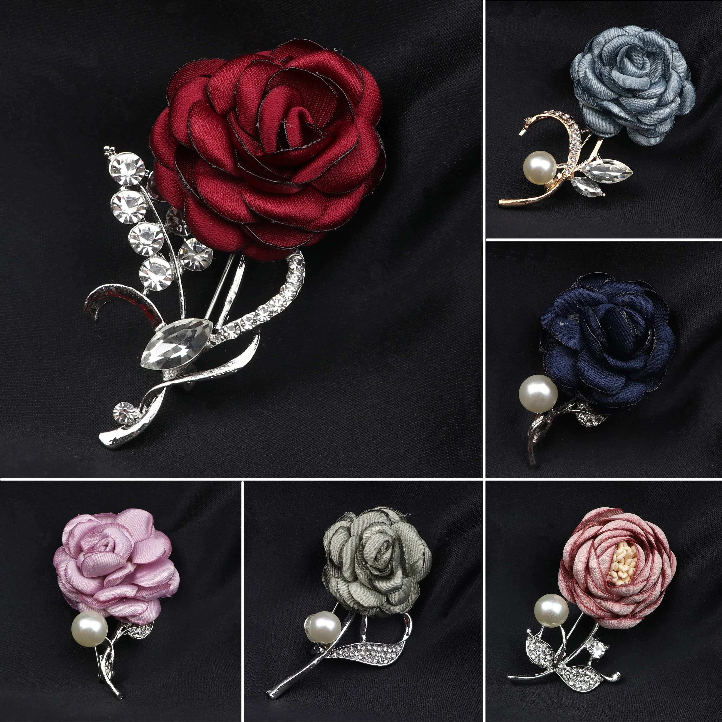 Dolce vintage rosa rossa spille blu rosa viola floreale spilla da uomo spille per cappotto sposo cena di nozze spilla camicia accessorio regalo