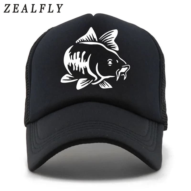 Berretto da camionista con pesce con stampa vivida Berretto da pesca da uomo Berretti da baseball Hip Hop Cappello estivo casual a rete per uomo