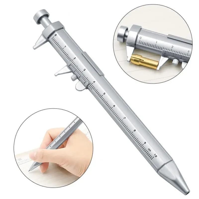 Penna a sfera multifunzione con inchiostro gel, calibro a corsoio, penna a sfera, cancelleria, punta a sfera, 0,5 mm, trasporto di goccia