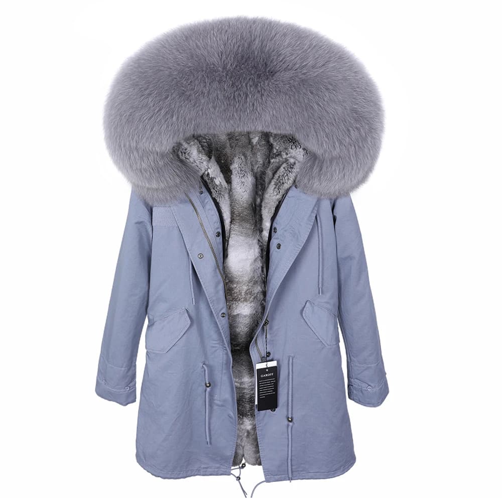 winter clothes women real fur collar Natural fur rabbit fur lining fur coats
