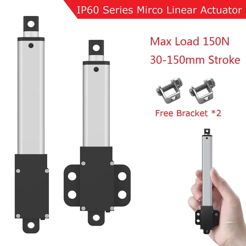 Attuatore lineare elettrico micro 24V Corsa 30mm/50mm/100mm/150mm per telecomandi Domotica Robotica Carico massimo 150N
