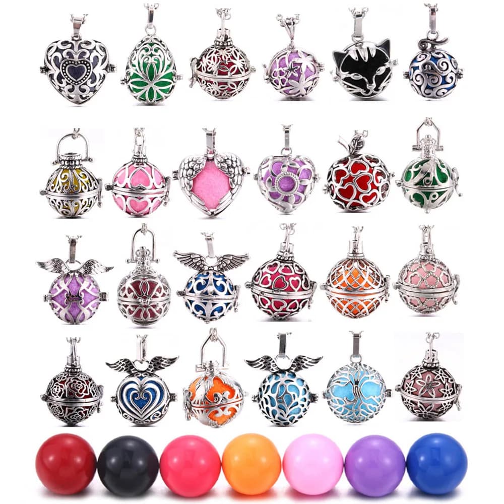 Harmony Necklace Jewelry Mexico Carillon Campana Lava Stone Aromatherapy Diffuser of essential oils Necklace Pendant Medaglioni DIY for women