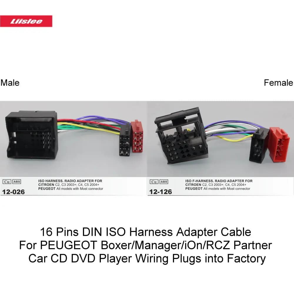 Cavo Adattatore di Alimentazione per Autoradio per PEUGEOT Boxer/Manager/iOn/RCZ/Partner, Cablaggio ISO per Stereo Aftermarket
