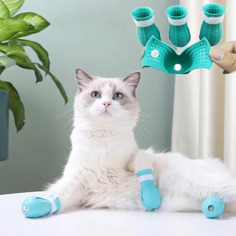 Lavaggio Calzini da bagno per gatti in silicone Scarpe per gatti Katten Anti-graffio Copertura per toelettatura animali domestici mascotas gotas Accessori Forniture per cani