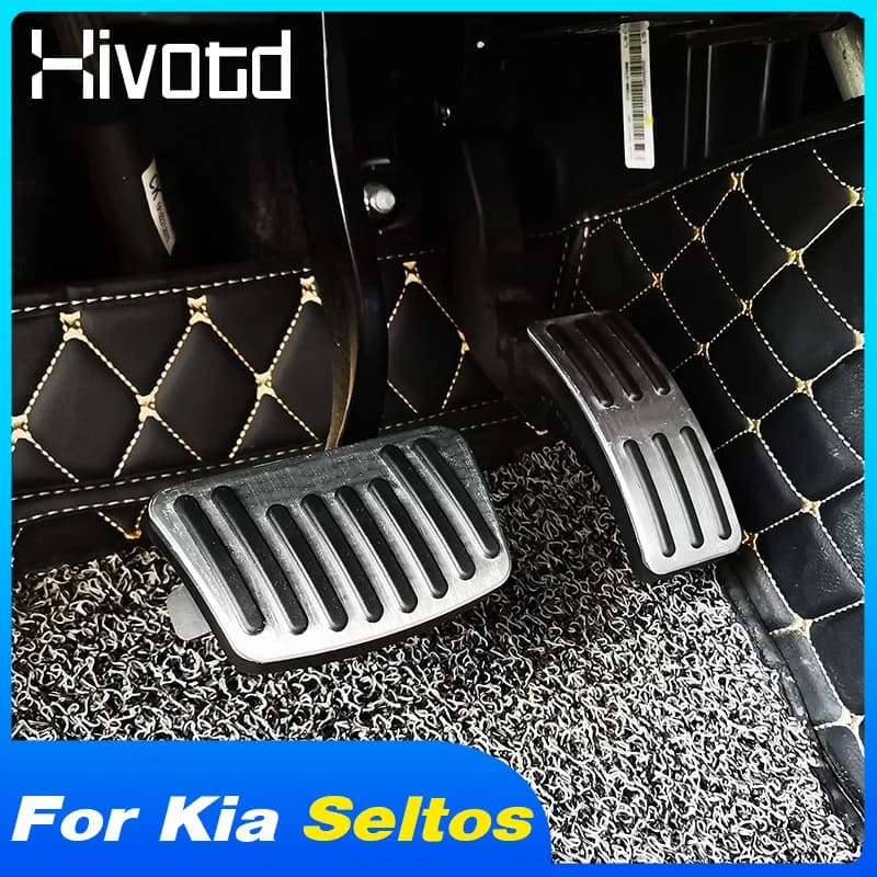 Pedali freno pedale acceleratore auto coperchio poggiapiedi in lega di alluminio modifica interna per accessori Kia Seltos 2020 2021