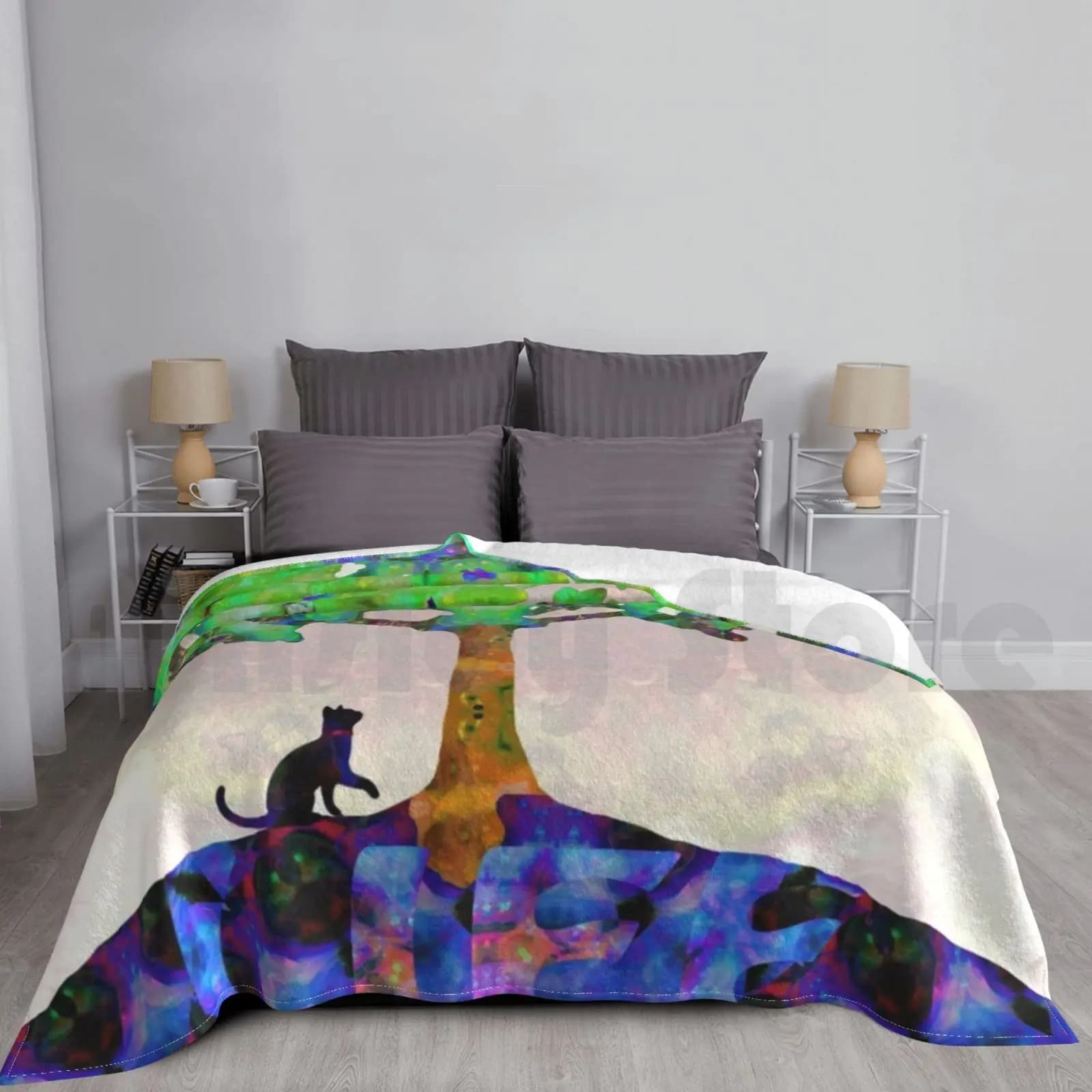Cat Tree Of Life Design originale-Cat Is Life-Sharon Cummings Coperta per divano letto Gatti da viaggio Gatti Kitty