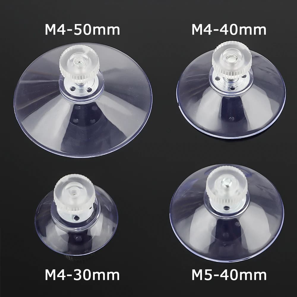 5x M4/M5 30/40/50mm gancio di aspirazione appeso ventosa supporto per ventosa in plastica Silicone rotondo forte trasparente con dado zigrinato