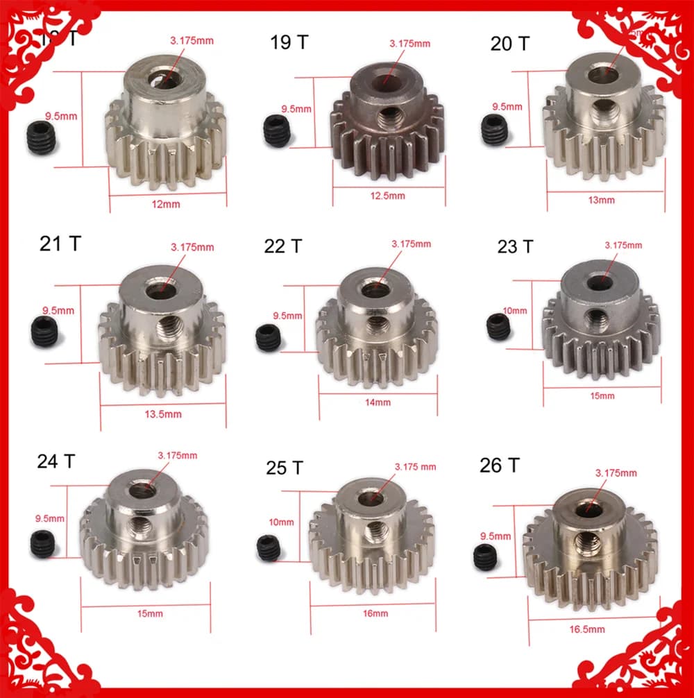 Denti denti pignone ingranaggi HSP 1:10 18T 19T 20T 21T 22T 23T 24T 25T 26T 29T per RC Car 0.6 apertura 3.175mm parti HPI Speed Axial
