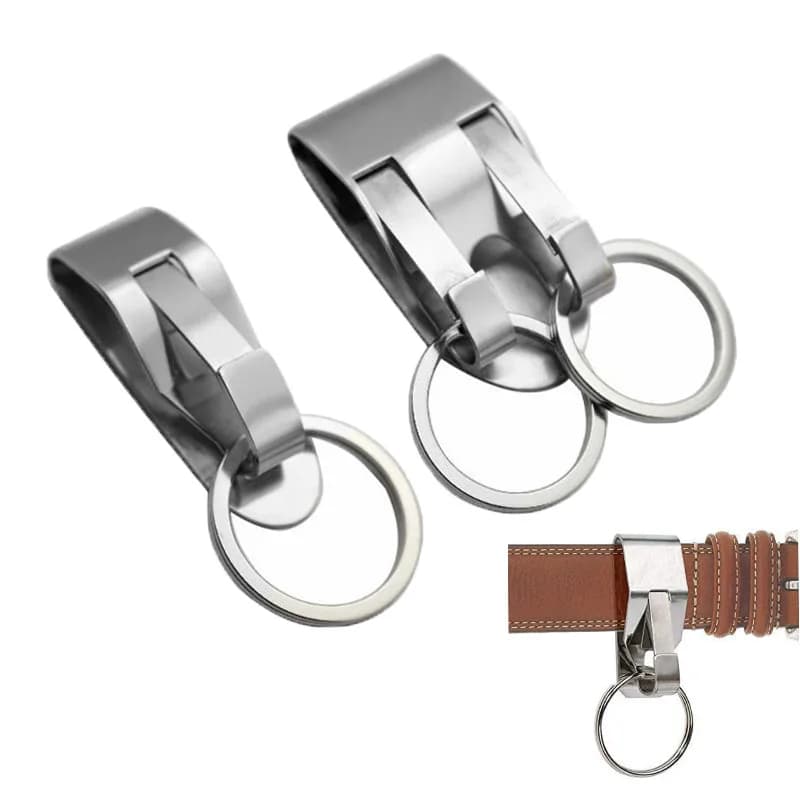 Portachiavi in acciaio inossidabile Clip di sicurezza su cintura resistente Portachiavi con clip da cintura 2 Portachiavi staccabili Accessorio portachiavi da cintura