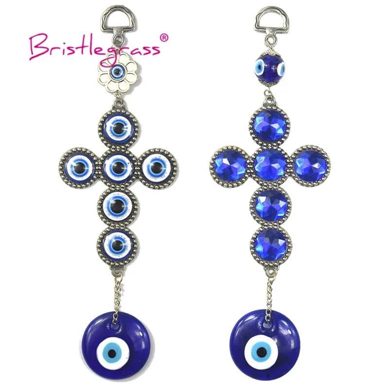 BRISTLEGRASS turco blu malocchio strass croce amuleti ciondoli fortunati pendenti da parete pendolo benedizione regalo di protezione