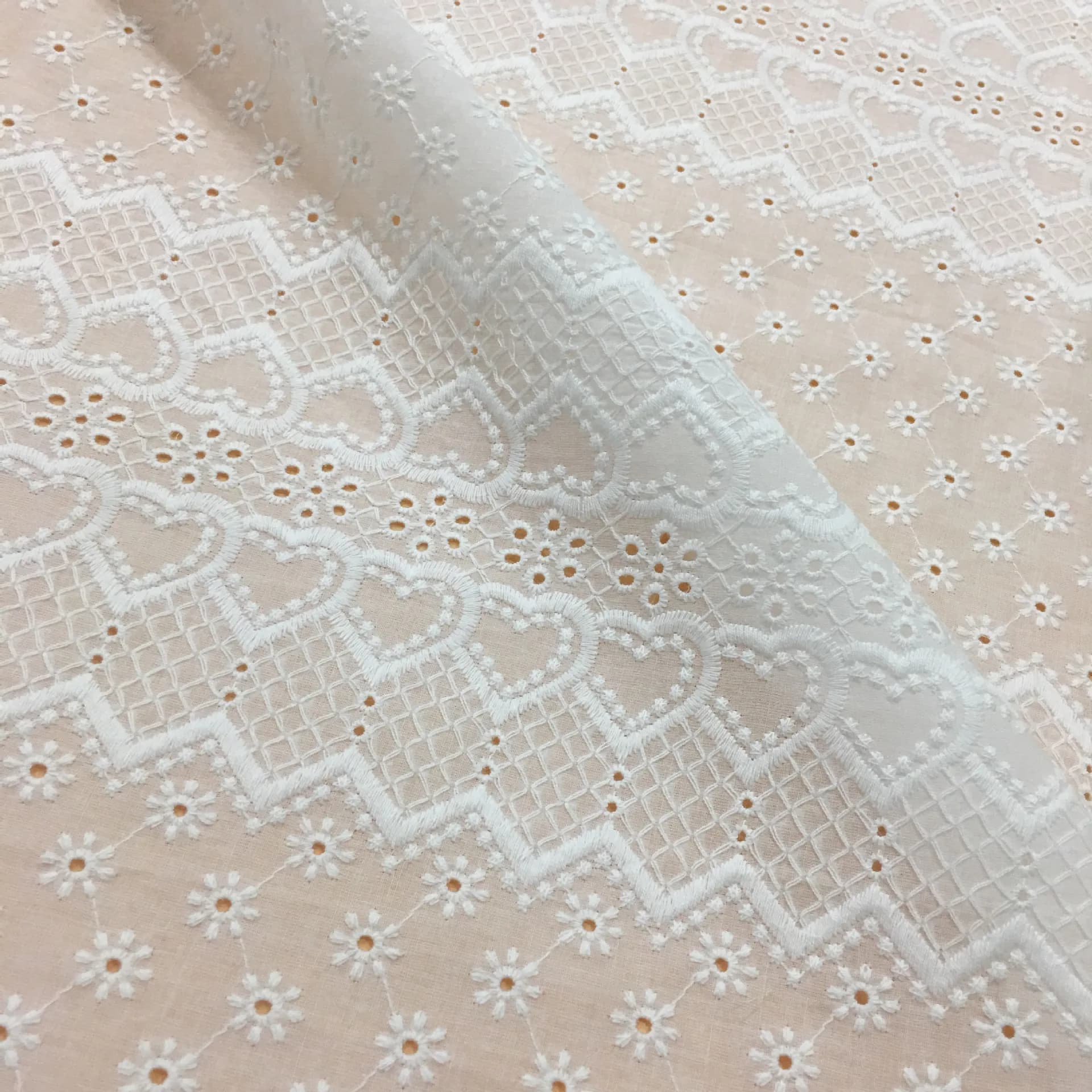 130cm Wide Thin Loving Design Eyelet Embroidered Cotton Lace Fabric For Sewing Dress Clothes DIY Handmade Crafting