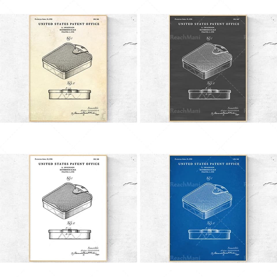 Stampa brevettata per bilancia da bagno, decorazione da parete per palestra, poster in scala di peso, decorazione da parete per bagno