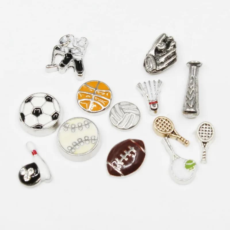 Football Basket Volleyball Badminton Ice Hockey Ball Sports Ball Floating Pendants for Glass Medals Memory Jewels