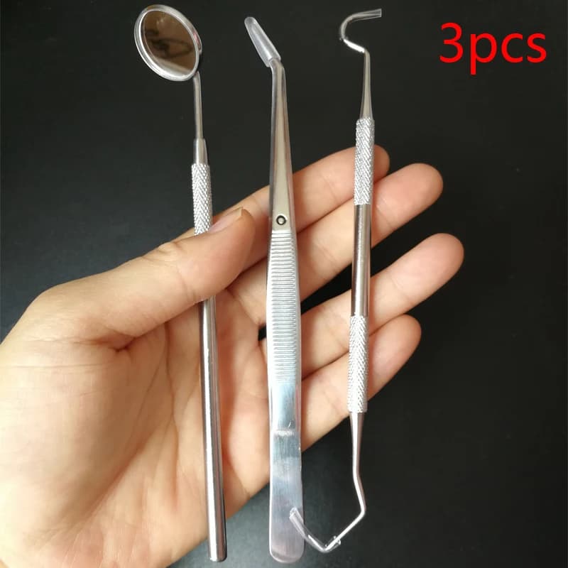 Dental Instrument Equipment Stainless Steel Grip Falce Scaler Scraper Mouth Mirror Teeth Cleaning Tool Oral Hygiene Set