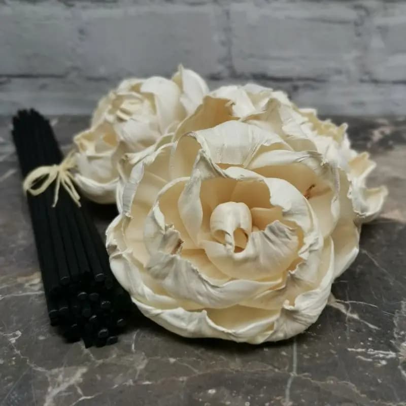 36 pezzi da 3,2 pollici Sola legno peonia fiore diffusore di fragranza fiori di ricambio senza fuoco per la decorazione domestica e l'aromaterapia