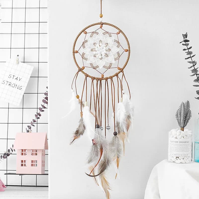 New Hollow Flower Dream Catcher Room Hang Pendant Decoration Creative Feather Handmade Dreamcatcher Wind Chimes