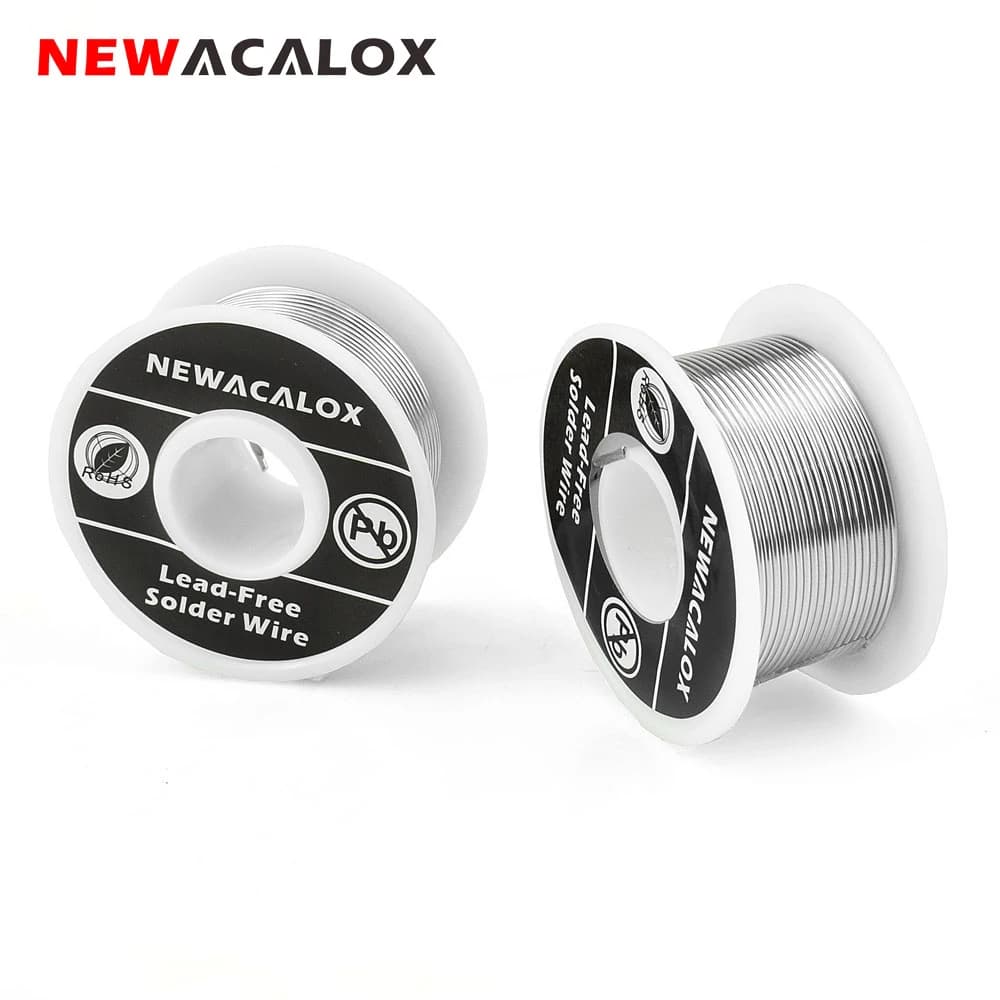 NEWACALOX 2 pz/set 1mm nuova saldatura filo di ferro bobina 100g/3.5oz stagno piombo linea flusso 2.0% argento saldatura filo 55*29mm per saldatura