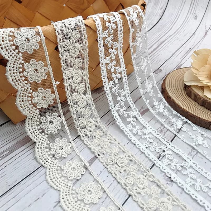 3 metri/lotto ricamo bianco beige filo di cotone tulle tessuto di pizzo boutique cintura abito da bambino gonna accessori