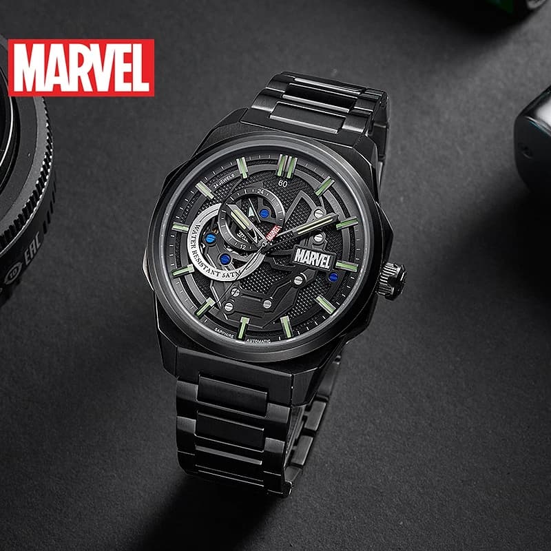 Men's Watch Marvel Avengers Automatic Wrist Watch Iron Man Mechanical Movement Japanese Stainless Steel Sapphire Glass