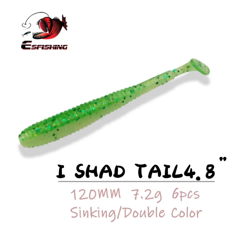 ESFISHING Pesca Esca morbida I Shad Tail 12 cm Sali e attrattivo Iniettato Isca Attrezzatura artificiale Wobblers Jigging Richiamo di pesca