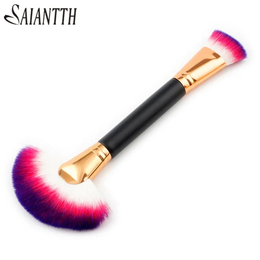 SAIANTTH new style pennelli per trucco a forma di ventaglio doppia testa a forma di ventaglio + kit di pennelli piatti strumento per il trucco di bellezza professionale maquiagem
