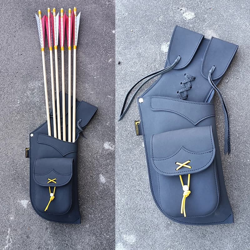 Archery Traditional Cowhide Arrow Quiver Arrow Bag Arrow Holder For Recurve and Compound bow Hunting and Shooting