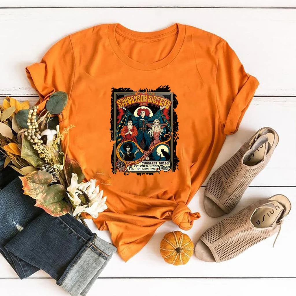 Sanderson Sisters Shirt Funny Halloween T-shirt Sanderson Witch Museum Black Flame Candle Retro Baggy Boyfriend Shirt Witch Tees