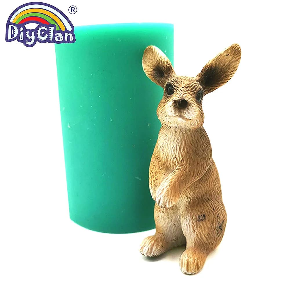 Stampo in silicone 3D a forma di coniglio per decorazioni di torte, candele a forma di coniglietto pasquale, stampo in resina per gesso a forma di animale, per artigianato