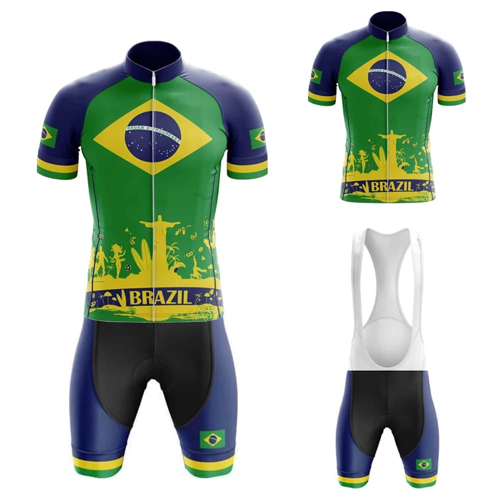 Men's Short Sleeved Cycling Shirt Set Shorts With Bretelles Breathable Gel Breathable Pad Quick Drying