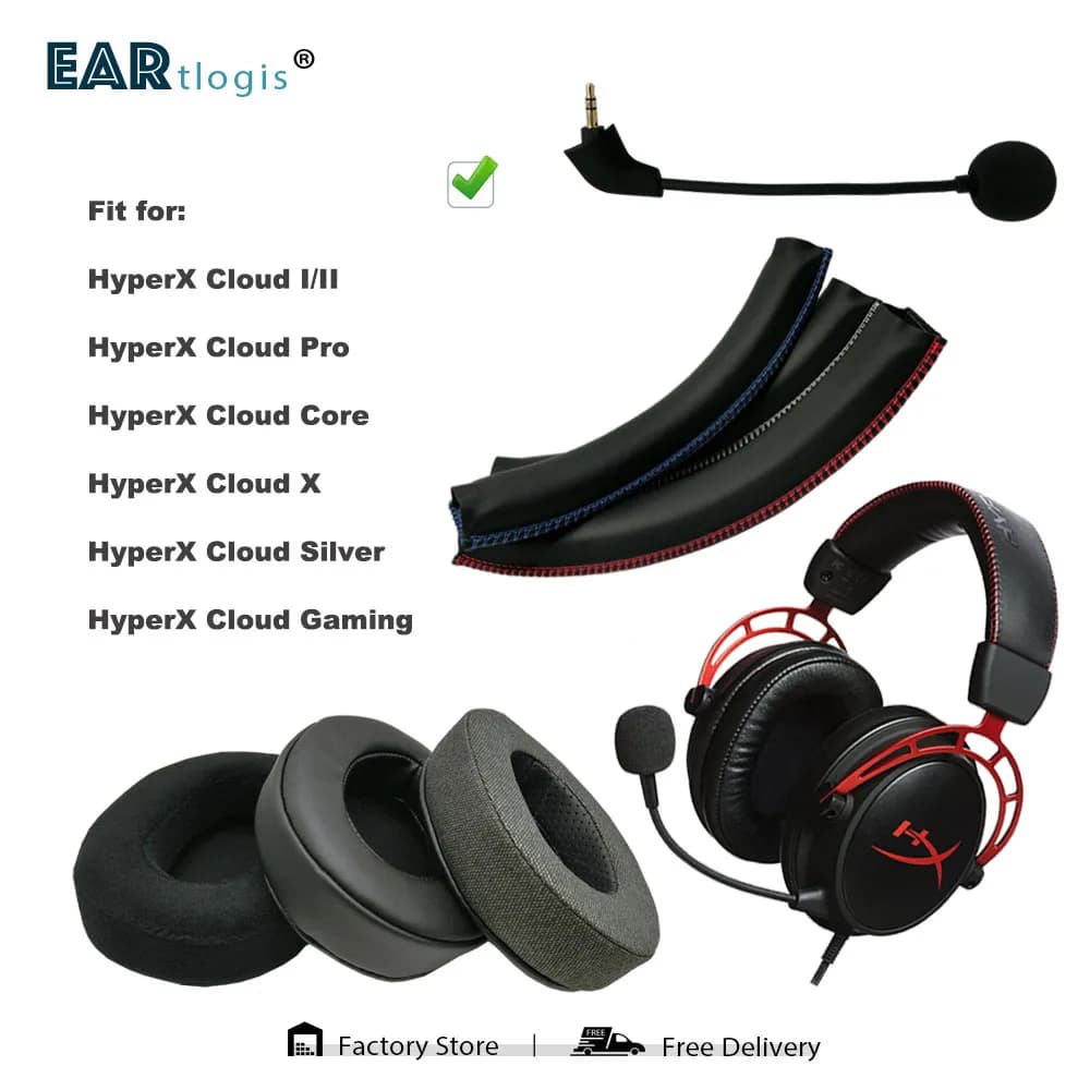 Parti di ricambio per HyperX Cloud I/ II, Cloud Core, Cloud Silver, Cloud Alpha, Cloud Pro, Cloud X, Cloud Gaming Cuffie auricolari con microfono