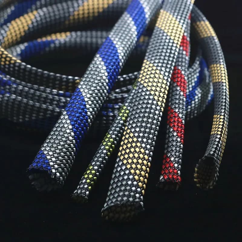 10m 3 ~ 20mm XSSH Audio OEM HIFI Shield Sospensione Schermo Tessuto Rayon Nylon Cotone Pelle di serpente Maglia Maglia intrecciata Cavo Manicotto Tubo